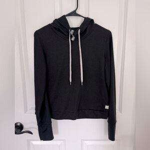 Vuori Halo Essential Hoodie Pullover Sweatshirt Women SMALL Black Heather